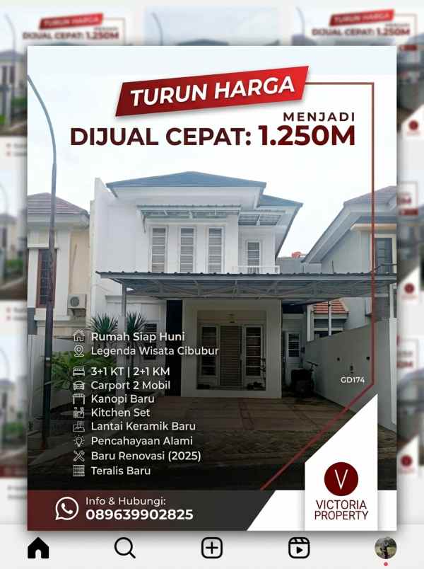 turun harga rumah siap huni di legenda wisata cibubur