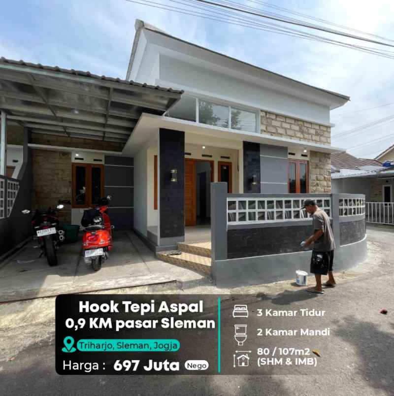 wow cuma 0 9 km ke pasar sleman rumah hook tepi aspal