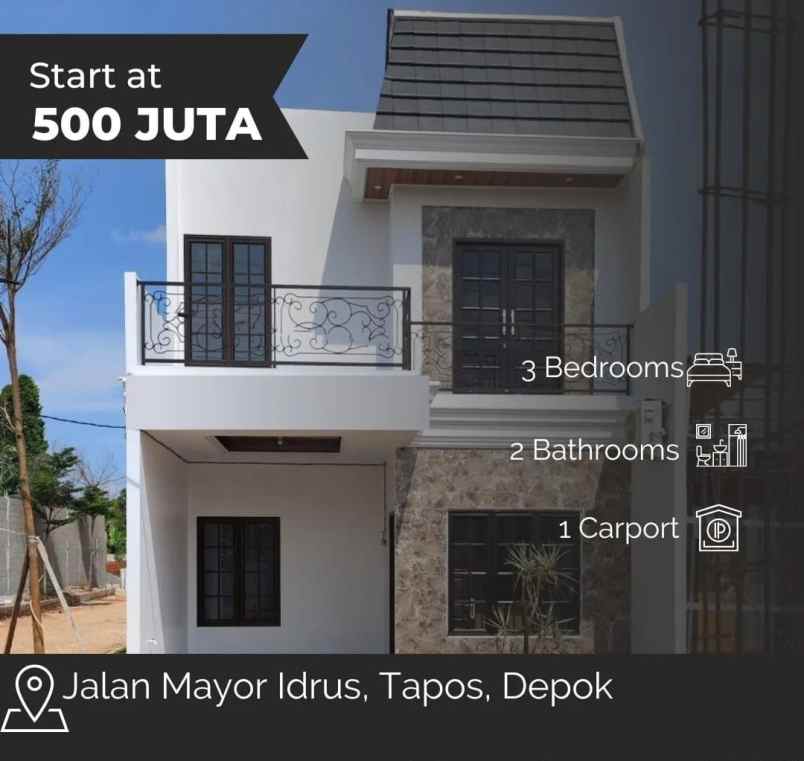 dijual rumah 2 lantai dekat tol cijago depok