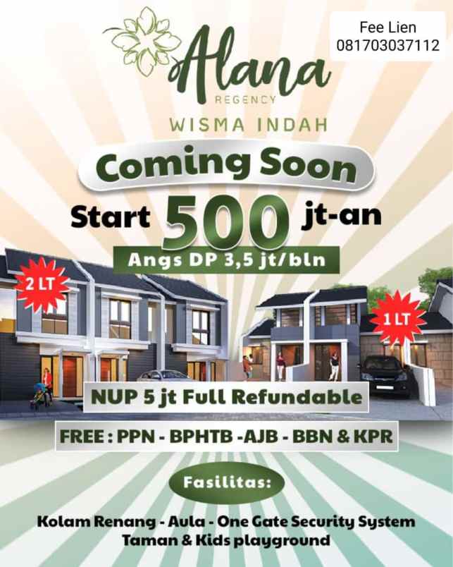 dijual rumah alana regency wisma indah