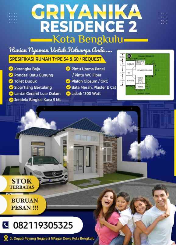 dijual rumah cluster griyanika 2 jalan