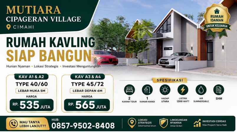 dijual rumah kavling shm siap kpr dan siap bangun