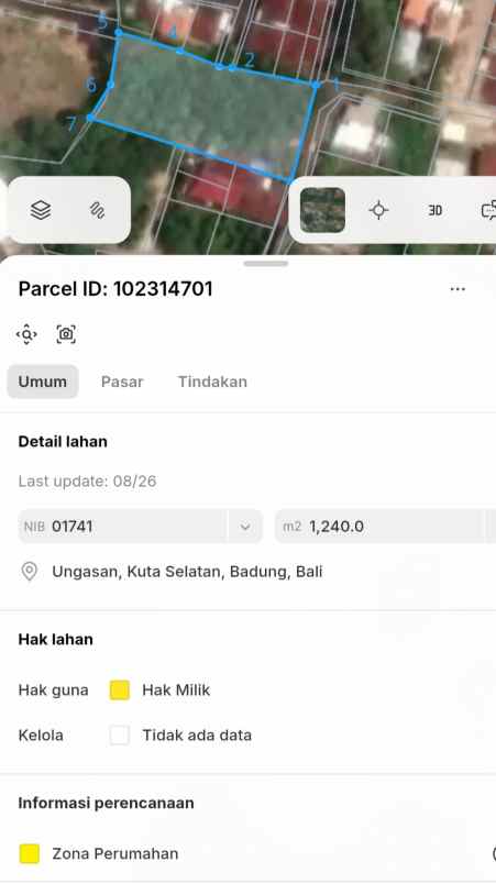 dijual tanah bali cliff pura batu pageh