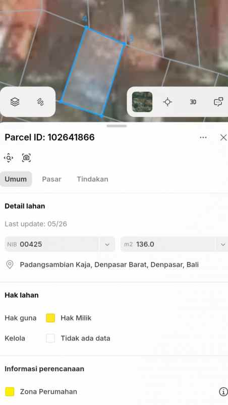 dijual tanah jl karang sari i