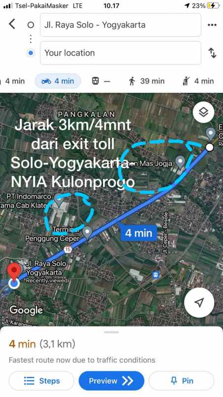 dijual tanah jln raya jogja solo meger