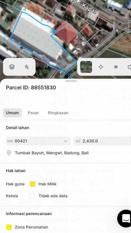 dijual tanah tumbak bayuh