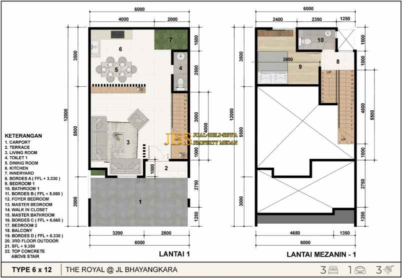 dijual villa komplek the royal jalan