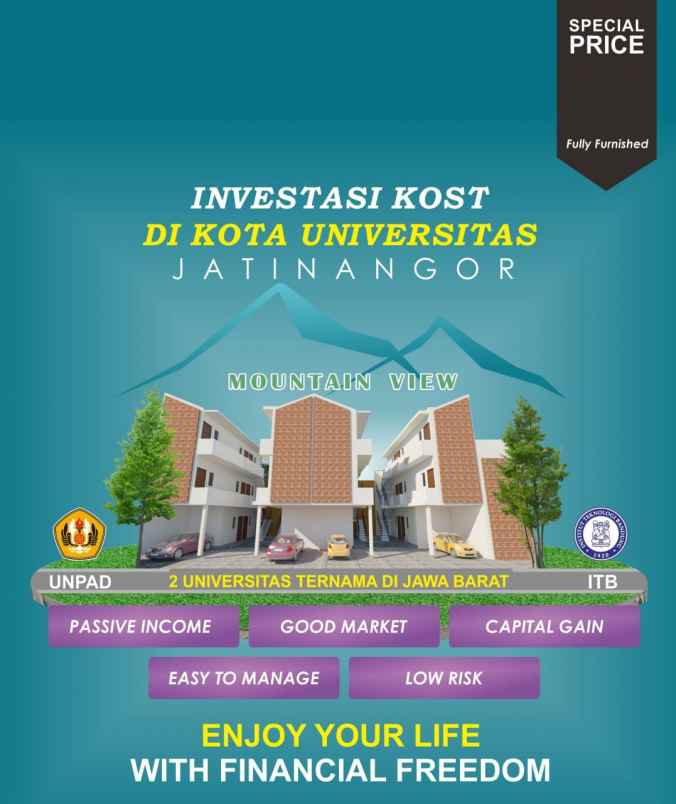 jual bangunan kosan 3 lantai jatinangor