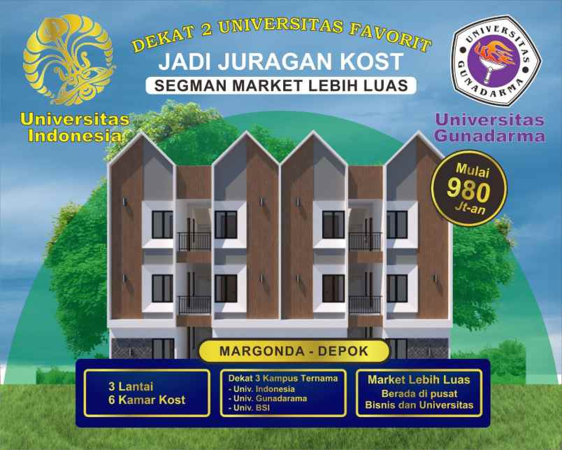 jual murah kos kosan 6 kamar di samping ui depok