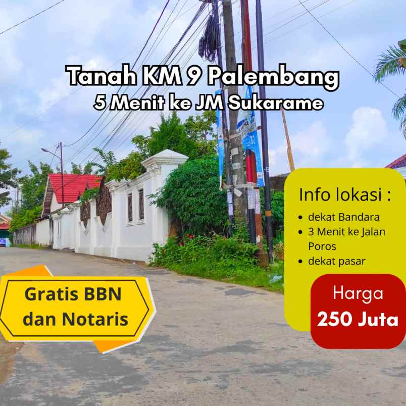 kapling palembang area kebun bunga dekat jm sukarame