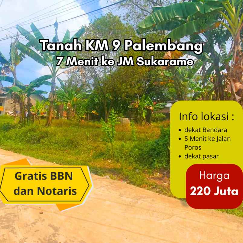 kapling palembang murah area kebun bunga dekat bandara