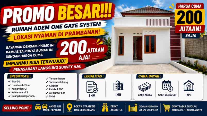 promo rumah adem di prambanan harga mulai 200 jutaan