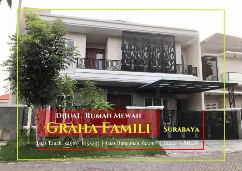 rumah mewah 2 lantai di graha famili surabaya