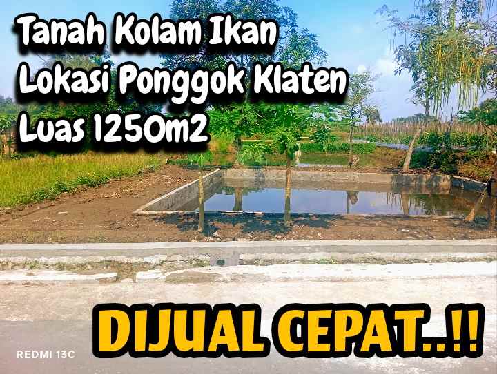 tanah 1250m2 muka 12m untuk hunian dan kolam 550jt