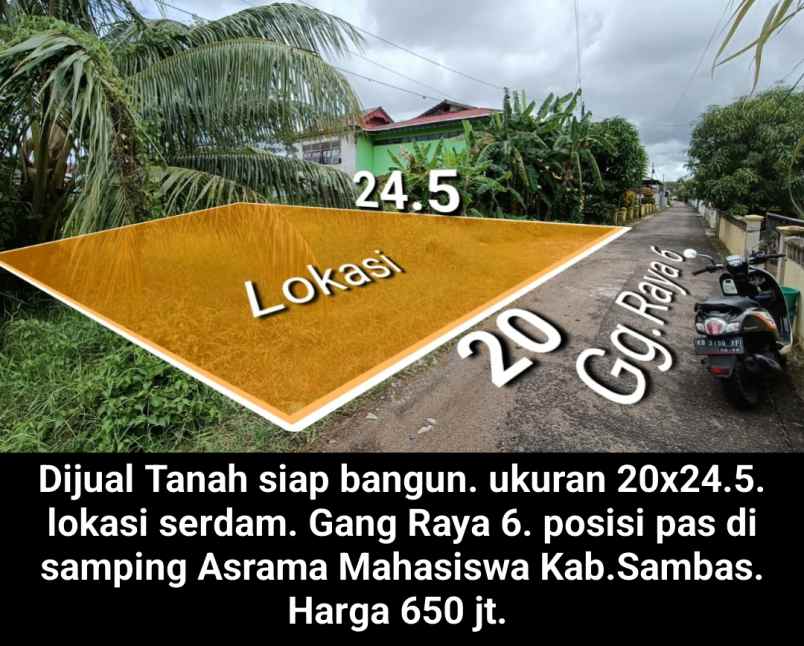 tanah siap bangun serdam gang raya 6