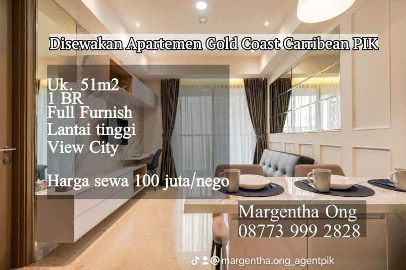 apartemen gold coast pik tower carribean full furnish