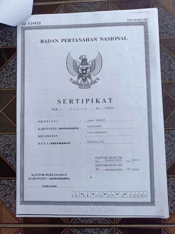 dijual murah tanah shm tanjungsari kab sumedang