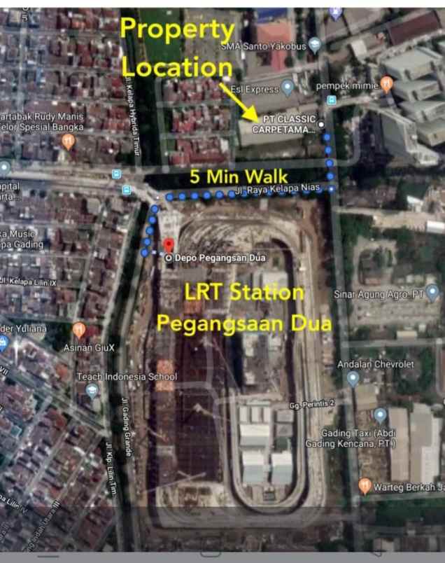 dijual ruko gudang kantor pegangsaan dua