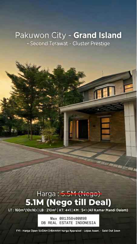 dijual rumah aruba villa grand island