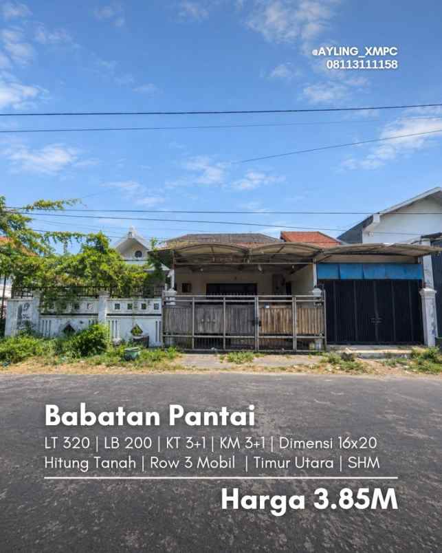 dijual rumah babatan pantai