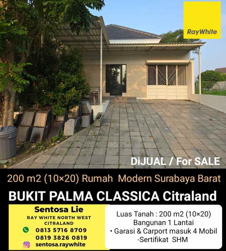 dijual rumah jalan bukit palma classica