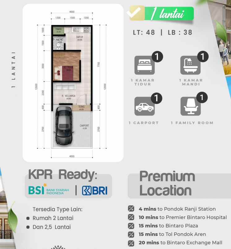 dijual rumah jl ceger raya jurang mangu