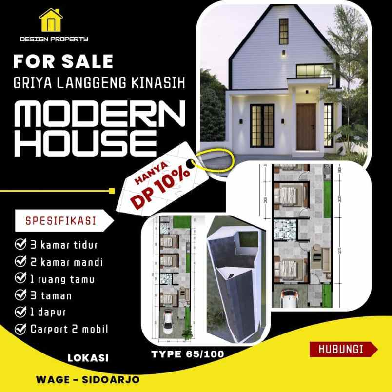dijual rumah kavling polda wage taman