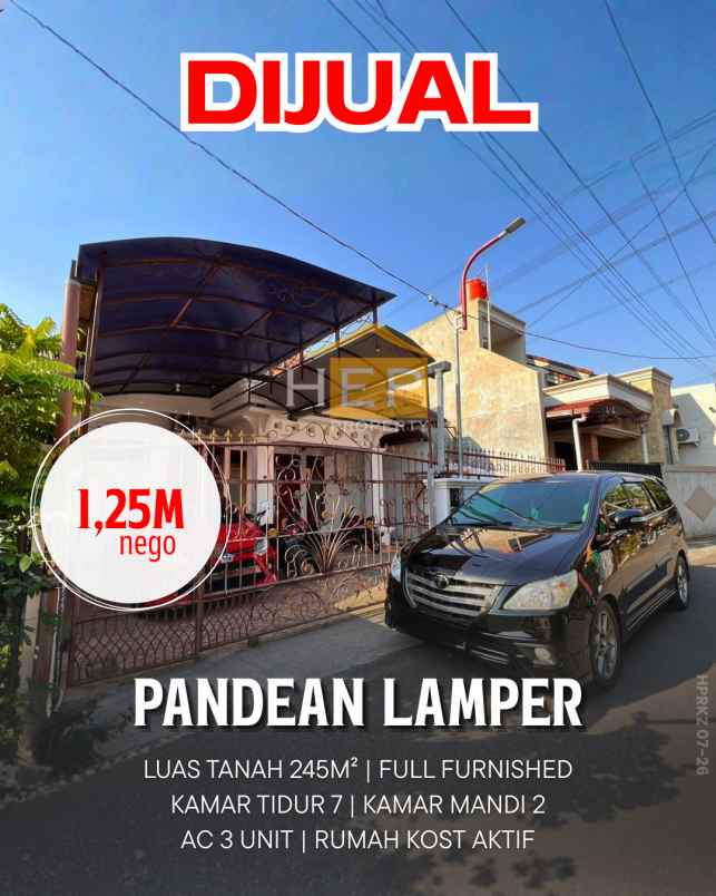 dijual rumah kost aktif di pandean lamper semarang