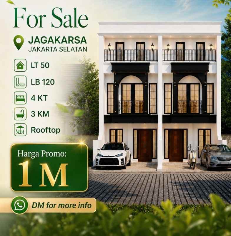 dijual rumah rooftop 1 milyran di jagakarsa
