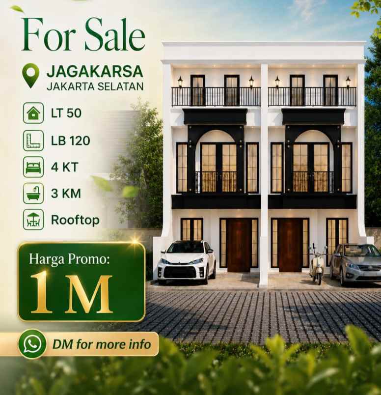 dijual rumah rooftop 1 milyran di jagakarsa