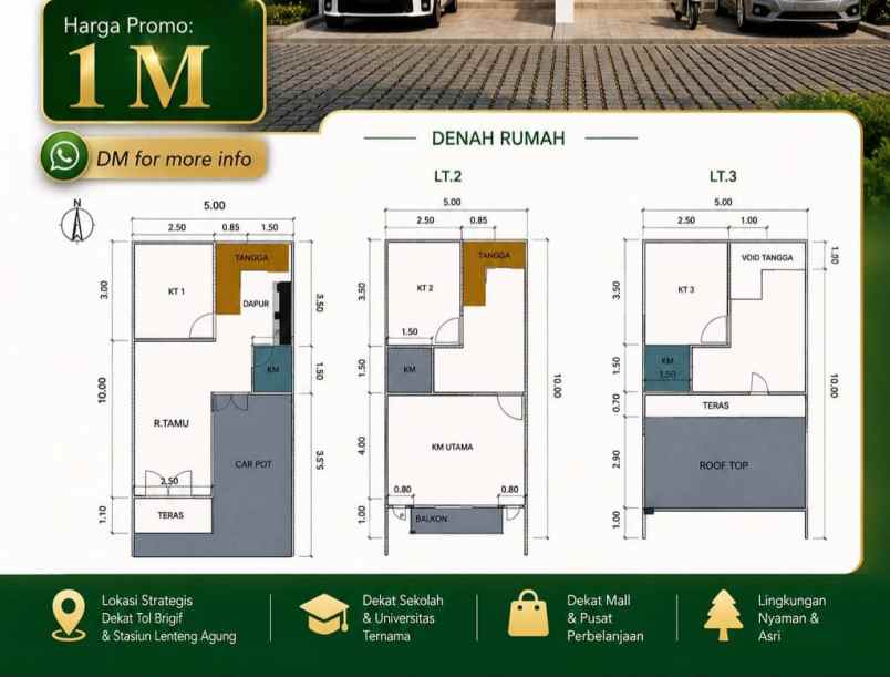 dijual rumah rooftop 1 milyran di jagakarsa