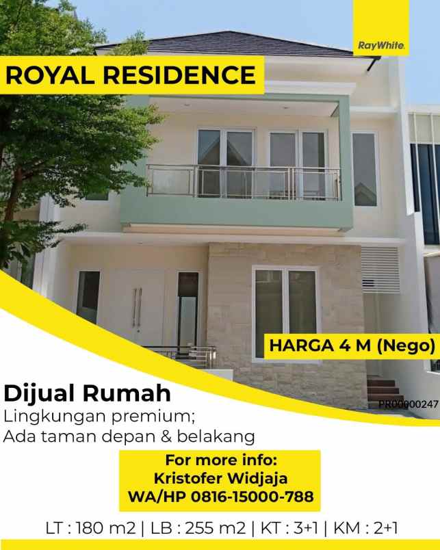 dijual rumah royal residence wiyung surabaya barat
