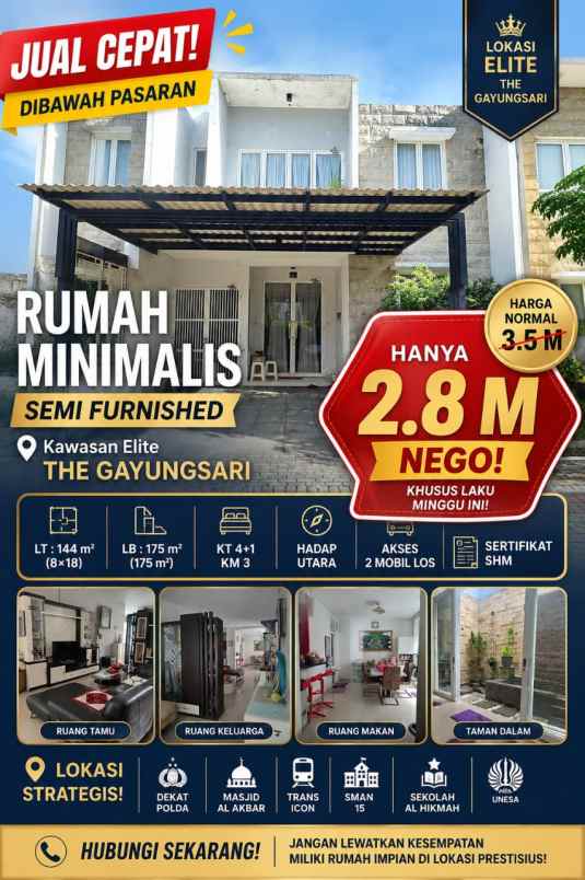 dijual rumah the gayungsari