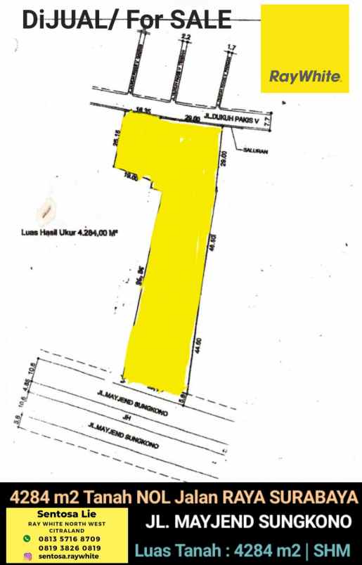 dijual tanah jalan mayjen sungkono