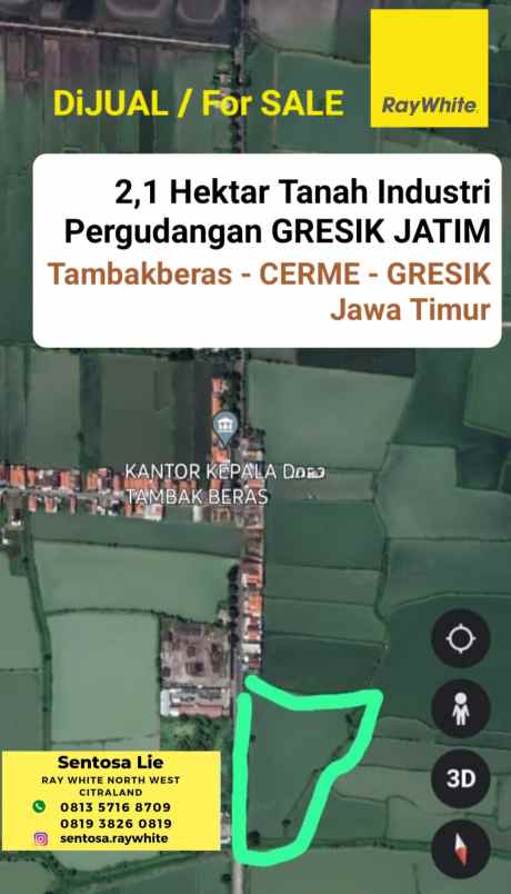 dijual tanah jalan raya tambak beras