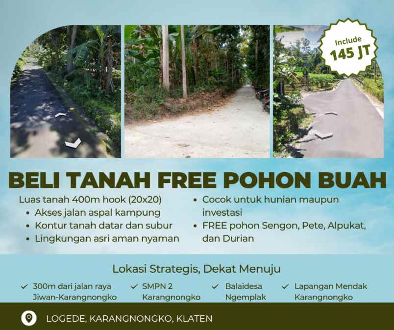 dijual tanah logede