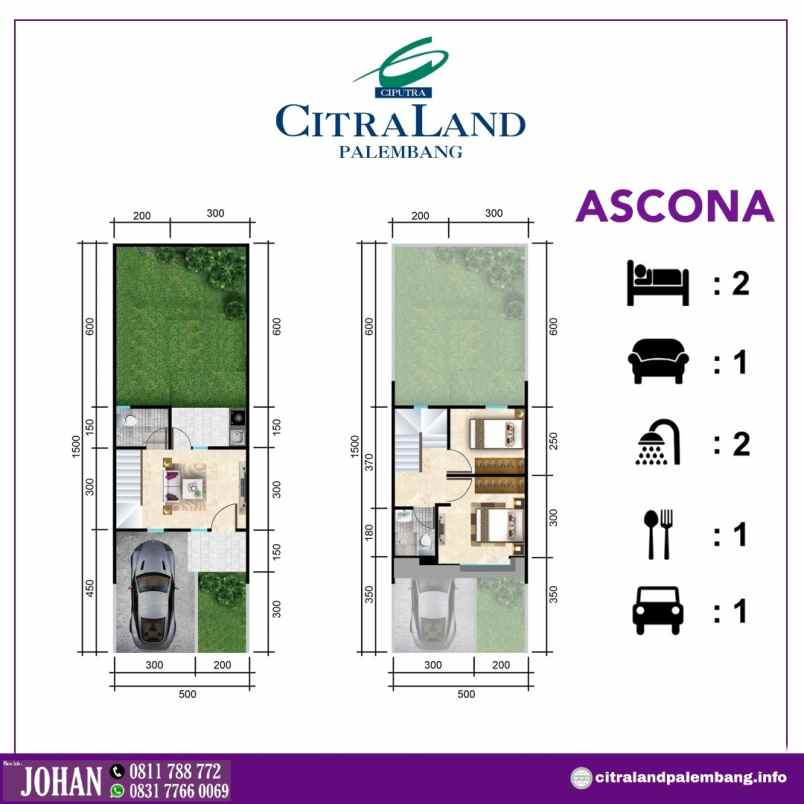 rumah 2 lantai citraland palembang harga dibawah 1m