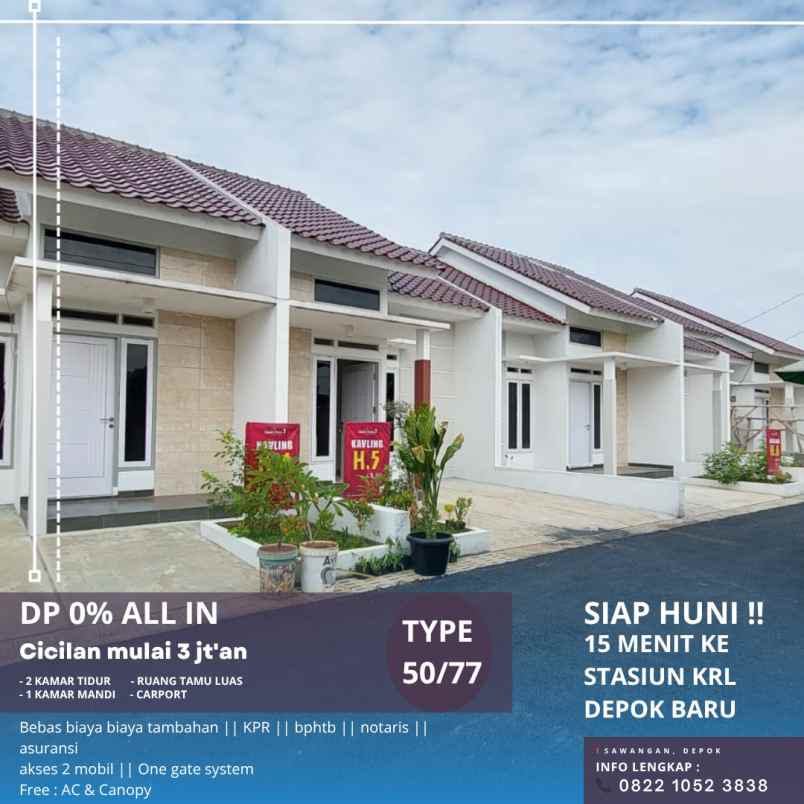 rumah cantik cluster siap huni kpr dp 0 bebas banjir