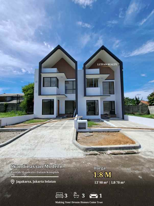 rumah skandinavian modern jagakarsa dalam komplek