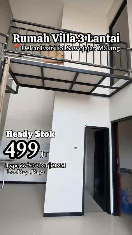 rumah villa 3 lantai 499 juta lokasi pakis malang