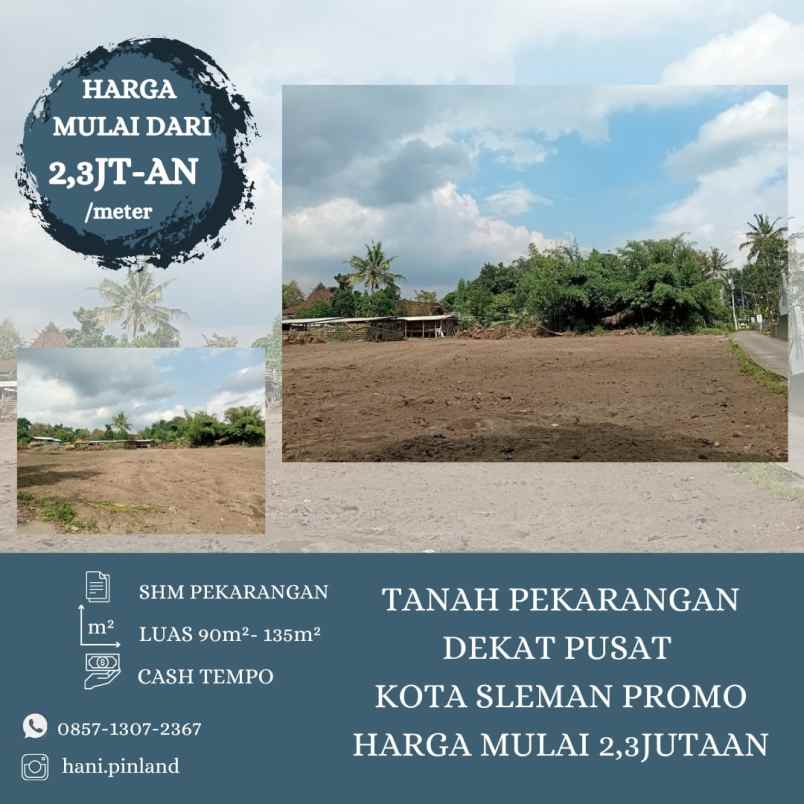 tanah pekarangan dekat pusat kota sleman