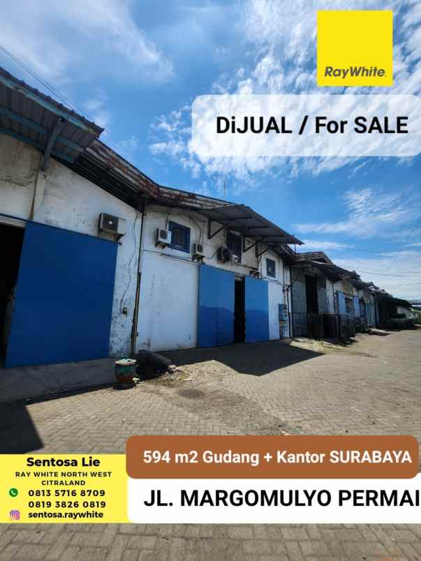 dijual ruko gudang kantor jalan margomulyo permai