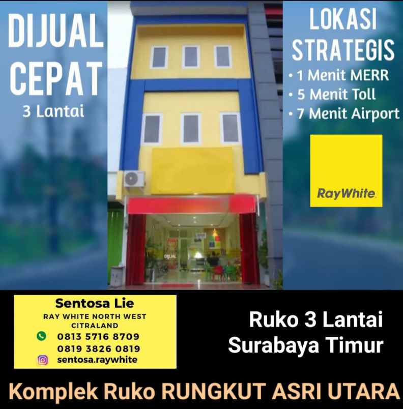 dijual ruko gudang kantor jalan rungkut asri utsra