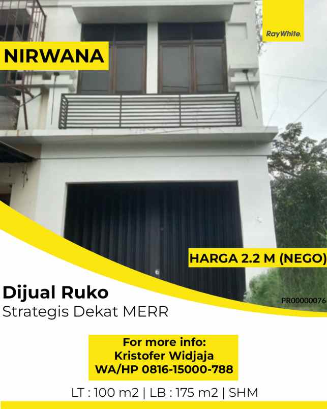 dijual ruko gudang kantor nirwana eksekutif