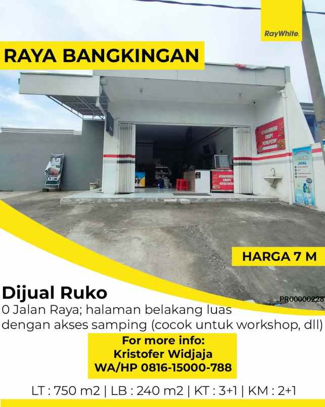 dijual ruko gudang kantor raya bangkingan