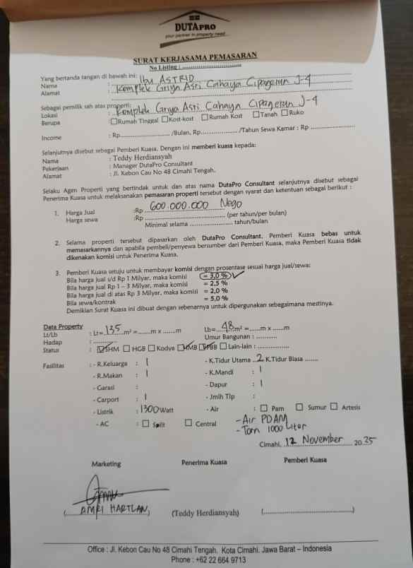 dijual rumah griya asri cahaya cipageran