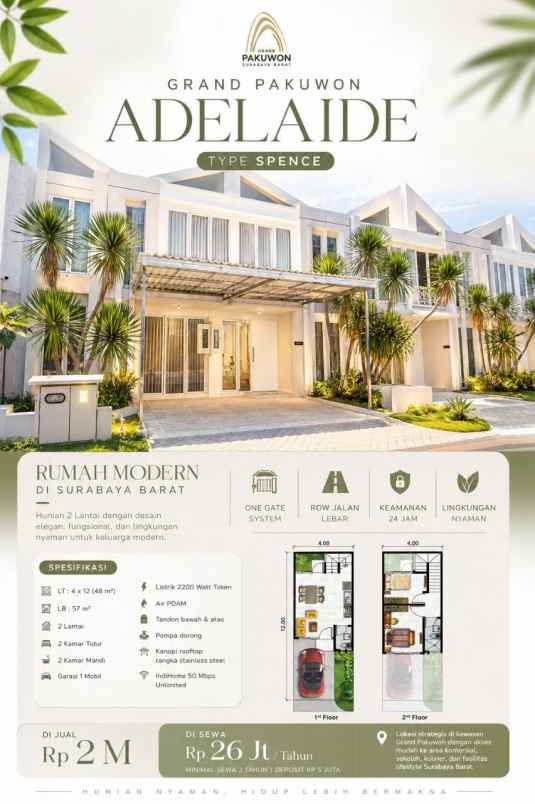 dijual rumah jalan grand pakuwon