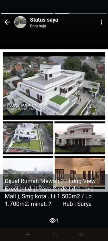 dijual rumah mewah 3 lantai di jl raya cinde semarang