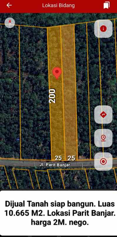 dijual tanah jalan parit banjar