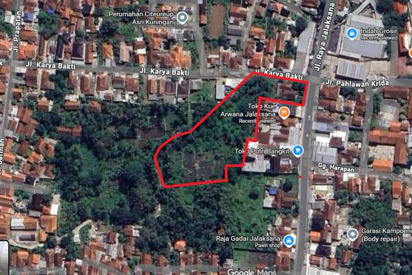 dijual tanah jl raya jalaksana no 54 rt